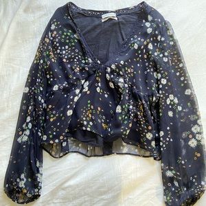 Urban Outfitters navy blue flowy too with flowers